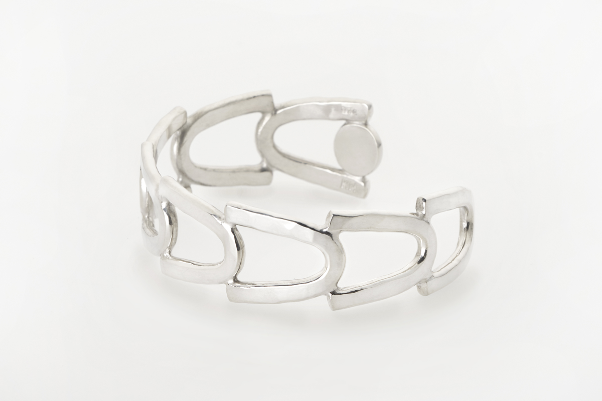 RVM Jewels Long Flower Leaf Silver Style Open Hand Cuff Bracelet
