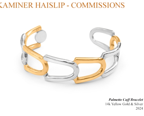 palmetto cuff bracelet 14k yellow gold silver