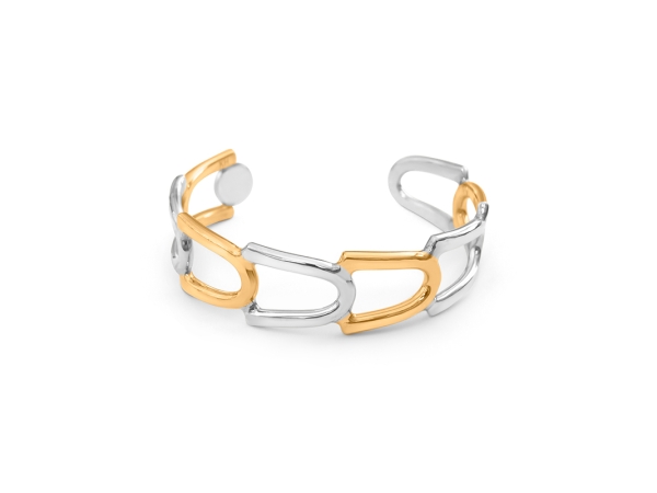 palmetto cuff bracelet 14k yellow gold silver