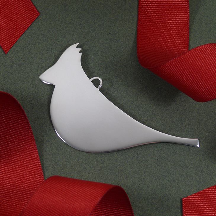 silver christmas ornament cardinal