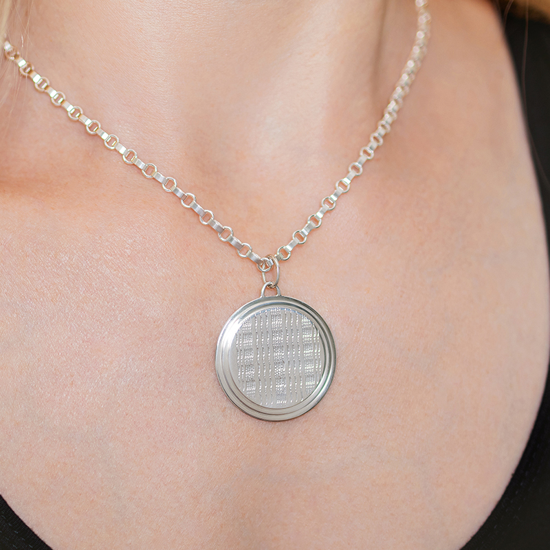 sterling silver guilloche pendant