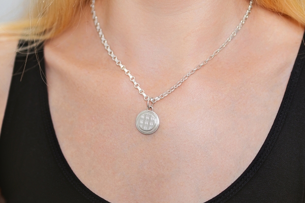 guilloche silver pendant