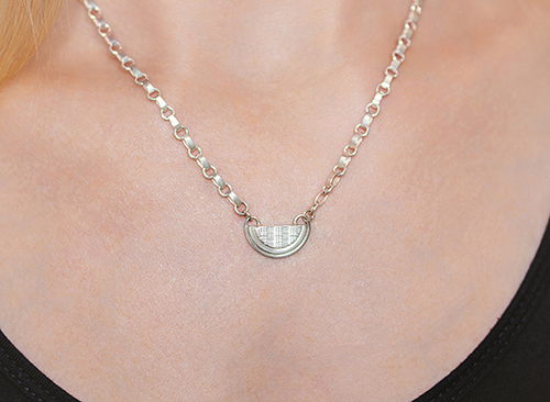 sterling silver guilloche necklace